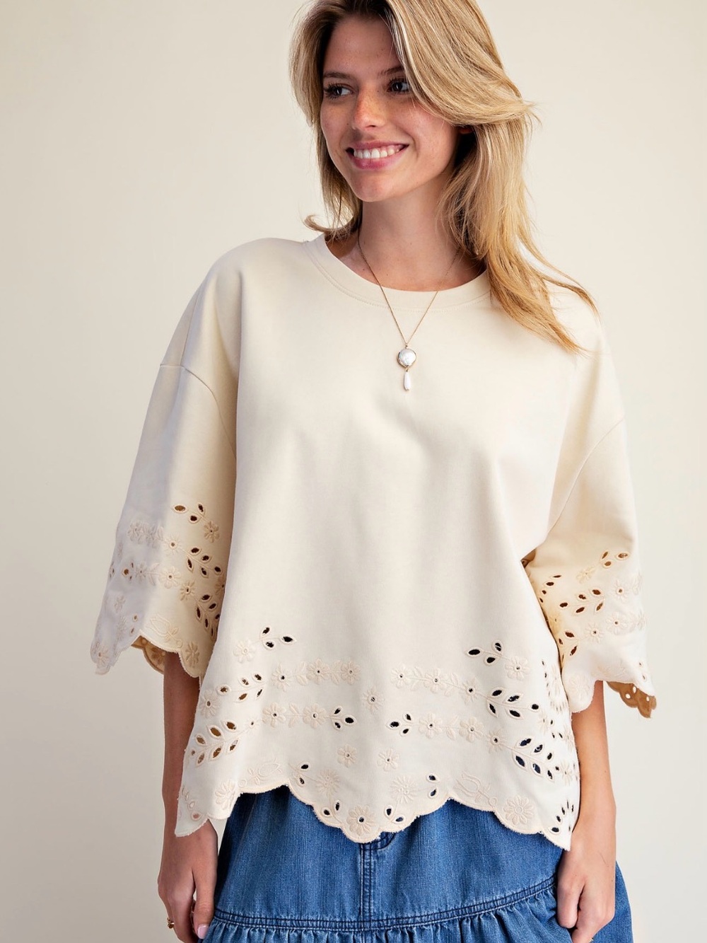 Little Leaves in Irish Cream T by Easel Los Angeles
